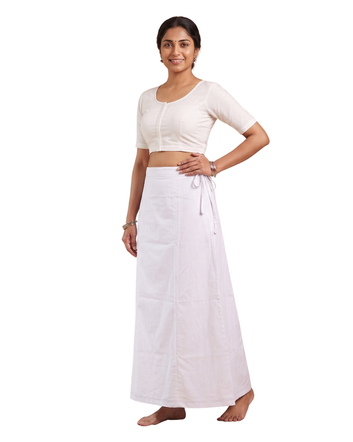 White cotton saree petticoat #colour_white