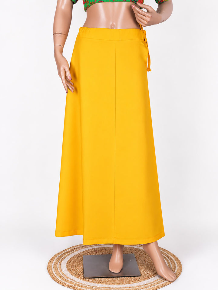 Yellow cotton saree petticoat, full length #colour_yellow