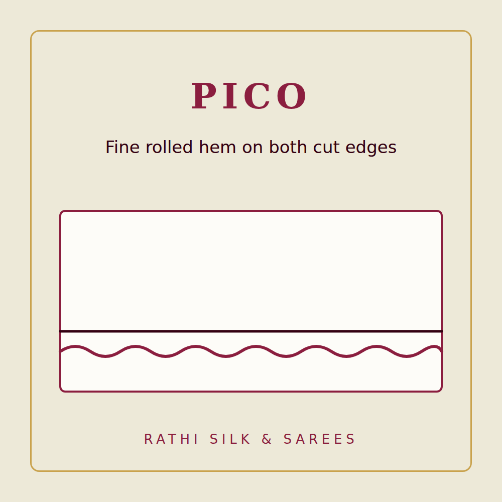 Pico: fine rolled hem on both cut edges