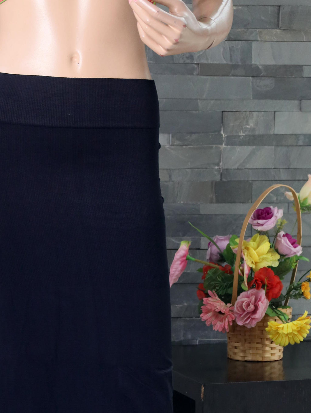 Black fish-cut saree shapewear, side slit #colour_black