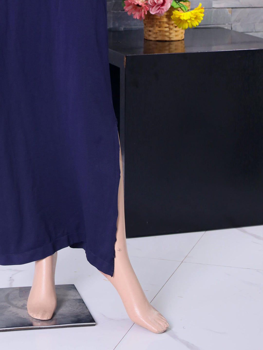 Navy fish-cut saree shapewear, full length #colour_navy