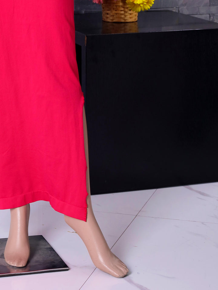 Pink fish-cut saree shapewear, side slit #colour_pink